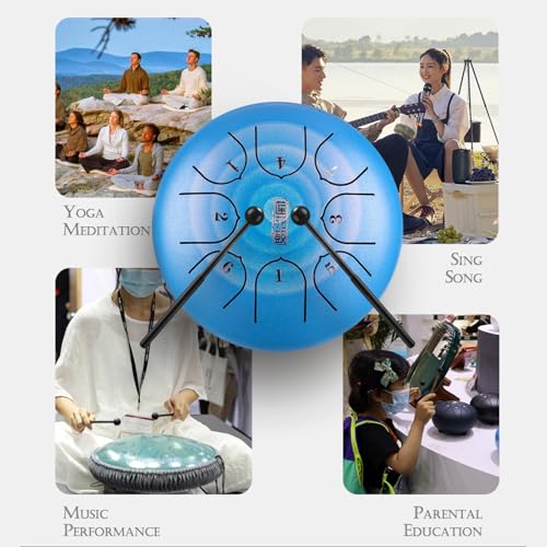 Blue Chakra Drum para jardín - 6 pulgadas, 8 notas, campana de lluvia impermeable miniatura 5