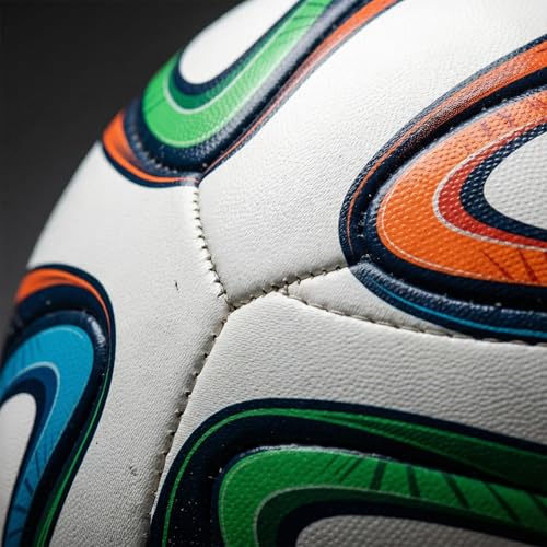Image of Kizlo Official Size 5 Football with Pump & Pin | PVC Leather Training Soccer Ball for Ground, Turf & Street Play | High Grip & Air Retention for Kids, Youth & Adults | Multicolor (Brazuka)