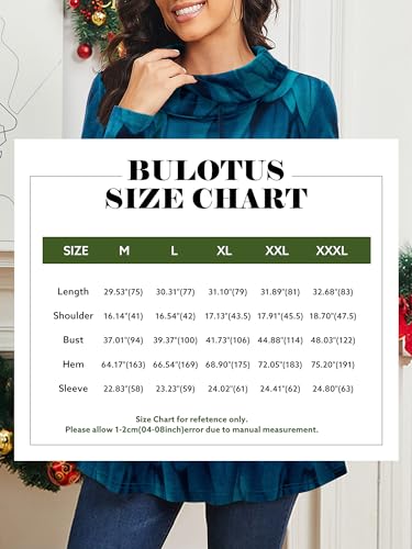 Bulotus Fall Sweaters for Women 2025 Cowl Neck Asymmetrical Long Tunics for Leggings Vacation Travel Tops with Pockets