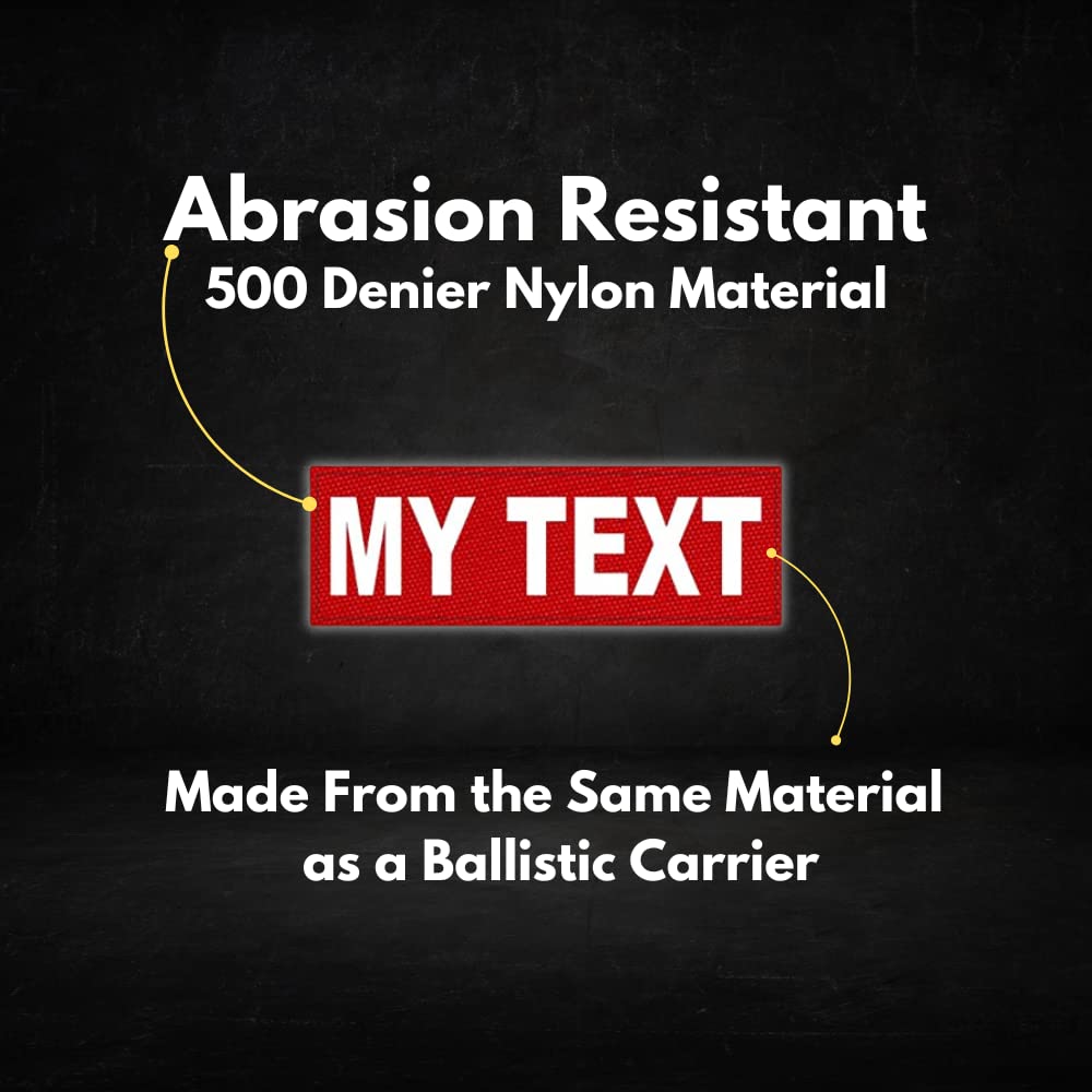 Custom Hook & Loop Patches, Tactical ID Police Patch for Vest, Sheriff, Security, Molle, Military, Backpack, Duty Bag, K9 Dog Harness, Morale (6 x 2, Red)