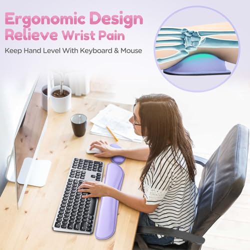 image for Gimars Upgrade Enlarge Gel Memory Foam Set Keyboard Wrist Rest Pad, Mo