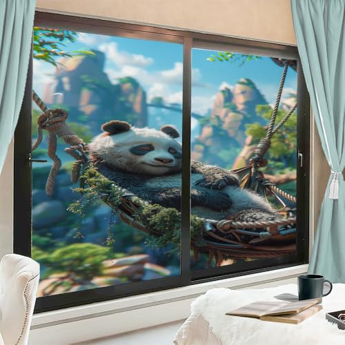 Vinilo Decorativo para Ventanas Sleeping Panda 27.6x47.2 pulg x2 miniatura 1
