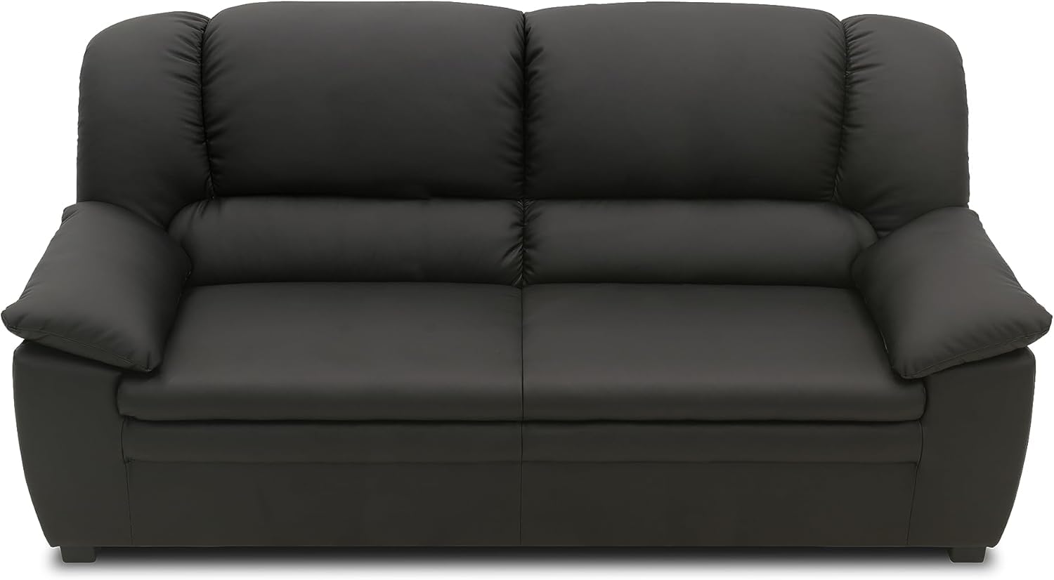 DOMO. collection Sofa Ambato, Leder-Optik, Schwarz | 3 Sitzer mit klassischem Design, elegante Couch in Leder-Optik aus Kunstleder, 219 x 92 x 88 cm (BxTxH)
