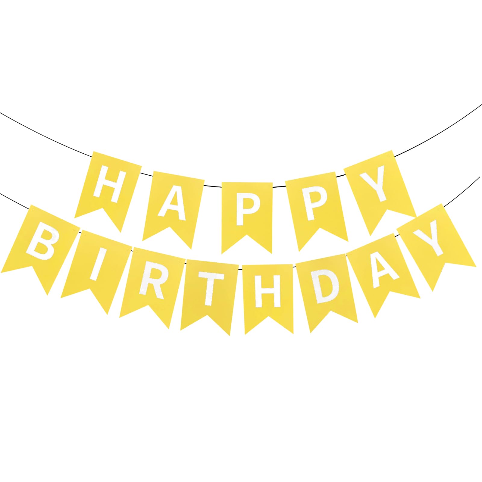 PANRRPERS HAPPY BIRTHDAY Banner,Yellow With White Letters Banner, for Girls Birthday Party Birthday Decorations
