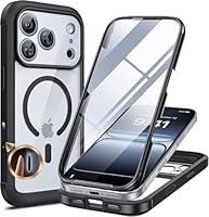 Miracase 360 Grad für iPhone 17 Pro Hülle mit Magsafe, Eingebaut Glas Schutzfolie, Komplettschutz HandyHülle Magnetisch Stoßfest Case für iPhone 17 Pro Schutzhüllen 6,3 Zoll,Schwarz