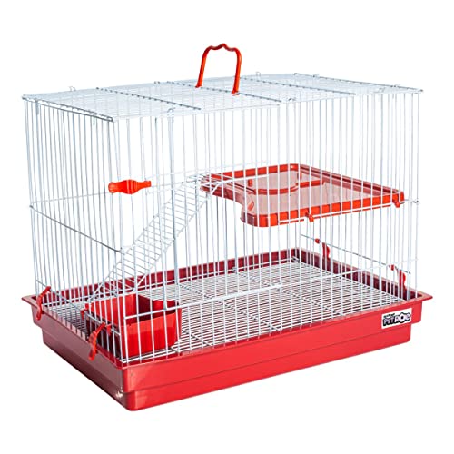 GAIOLA PARA COELHO PORQUINHO DA INDIA E CHINCHILA COM ANDAR VERMELHA