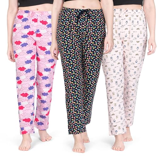Image of Real Basics Women's Cotton Printed Pyjama pack of 3