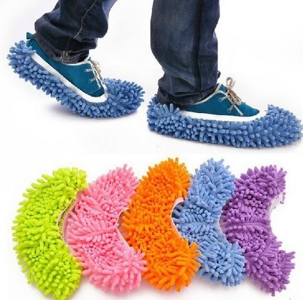 Special Life 4pcs(2 Pairs) Microfiber Mop Shoes Cover - Easy for House Floor Dust Dirt Hair Cleaning(Color Random)