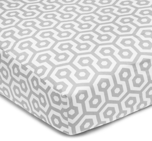 Image of American Baby Company 100% Natural Cotton Percale Fitted Crib Sheet for Standard Crib and Toddler Mattresses, Gray Honeycomb, Soft Breathable, for Boys and Girls
