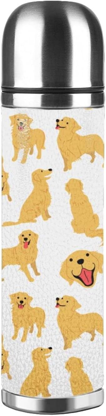 Amazon サーモス 水筒 魔法瓶 可愛いゴールデン レトリバー 犬柄 直飲み ステンレス ボトル 真空断熱 ケータイマグ スクリュー マグボトル 大容量 保温 保冷 断熱2重構造 ボトル コップ 付き 500ml Bonelp 水筒 マグボトル
