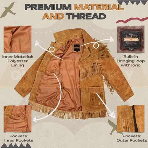 Western Genuine Leather Suede Jacket Women Cowlady Native American Ladies Fringe Cowgirl Jacket with Tassels3
