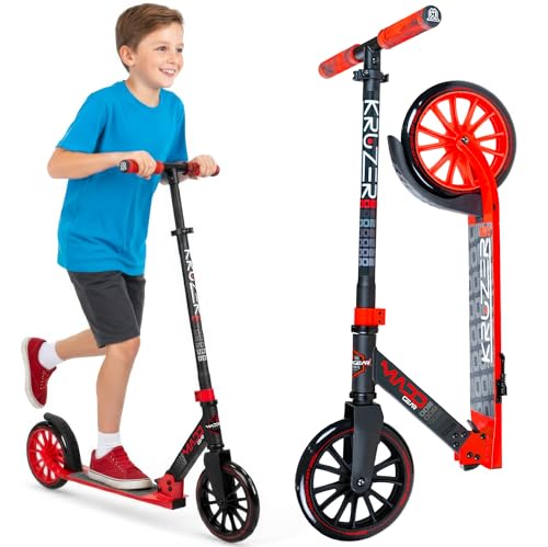 Madd Gear Metro 200 - Adults and Teens Folding Kick Scooter - Fast 8' Smooth Rolling Wheels, Adjustable Height Handlebar, Lightweight, Rider Capacity 220 lbs