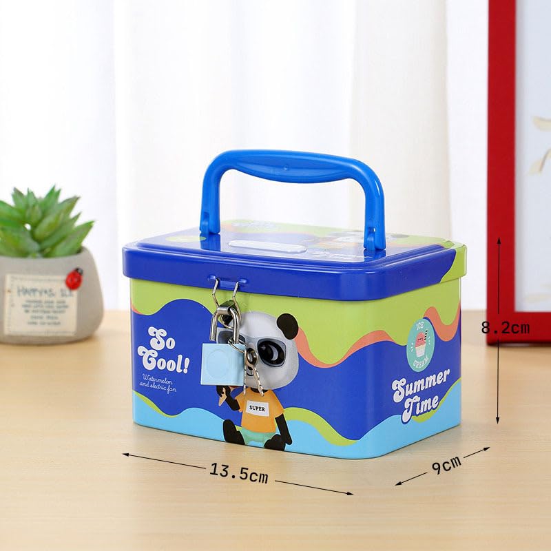 Image of FunBlast Money Saving Tin Coin Bank with Handle, Lock and Key, Piggy Bank for Kids, Gullak for Kid, Birthday Return for Boys & Girls, Money Bank, Coin Box for Kid (C-Multicolor)