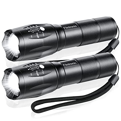flintronic LED Taschenlampen, 2 Stück 2000 Lumen Wasserdicht Handlampe, 5 Modi Mini Taschenlampe,Zoombarer Fokus Superhelle Taktische Taschenlampe für Kinder, Geschenk,Angeln, Notbeleuchtung, Geschenk