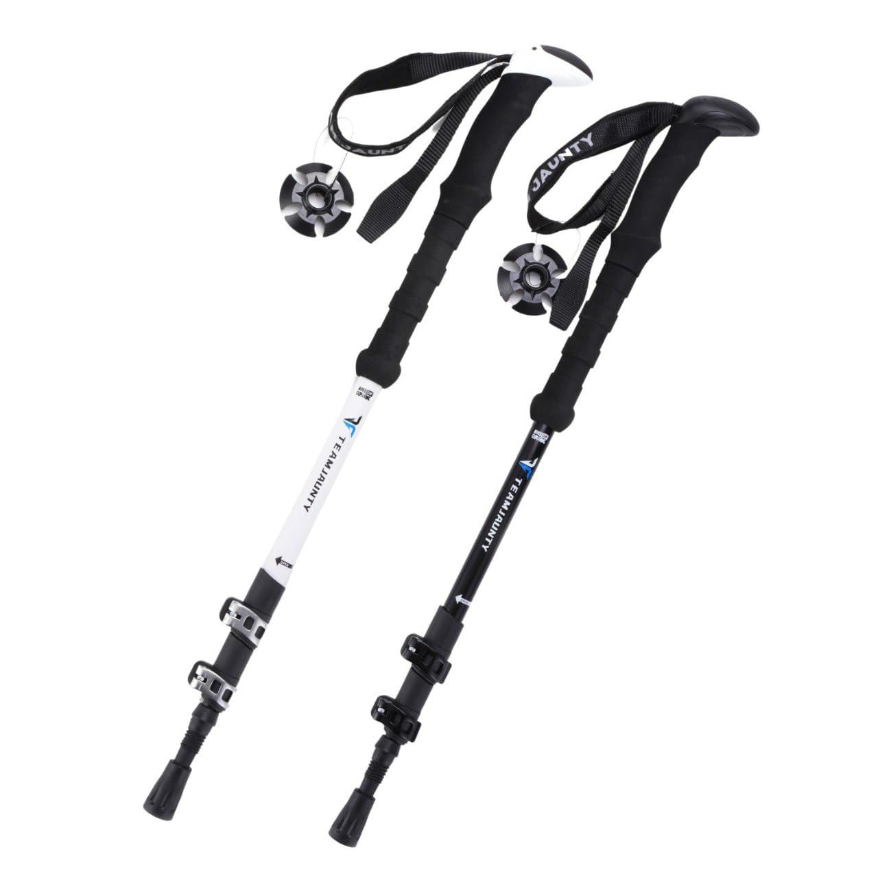 Cloudzy Trekking Pole High Trek Adventures Walking Stick Aluminum Alloy EVA Handle Design Ergonomic Pole Stick Adjustable Hiking Terrain Accessories Telescopic Alloy Pole (Black & White)-picture-0