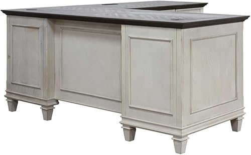 Miniatura 6 de Atlin Designs Escritorio en L de madera contemporánea de dos tonos de 8 cajones en blanco