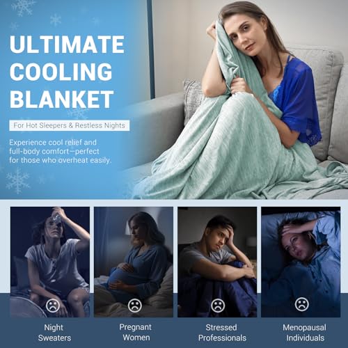 Elegear Revolutionary Cooling Blanket Twin, Absorbs Heat to Keep Body Cool for Night Sweats, Arc-Chill 3.0 Cool Fiber Q-Max>0.5 for Hot Sleepers, Lightweight Summer Cold Blankets for Sleeping, Green