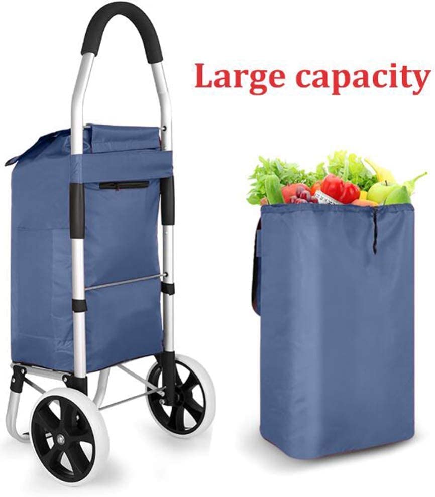 Einkaufstrolley Einkaufswagen Faltbarer Einkaufswagen Solide Mit Wasserdichter Tasche 50L Multifunktionaler Gepäckwagen Mit Großer Kapazität Und Abnehmbarem Rucksack Mit Rädern (Color : A) – Bild 3