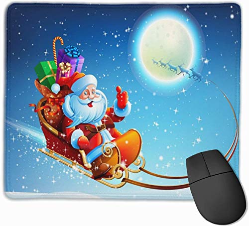 Alfombrilla de ratón espacial Diseño de trineo de Papá Noel Alfombrilla de ratón de alpaca personalizada Regalo de oficina divertido personalizado Escritorio de computadora Lindo azul