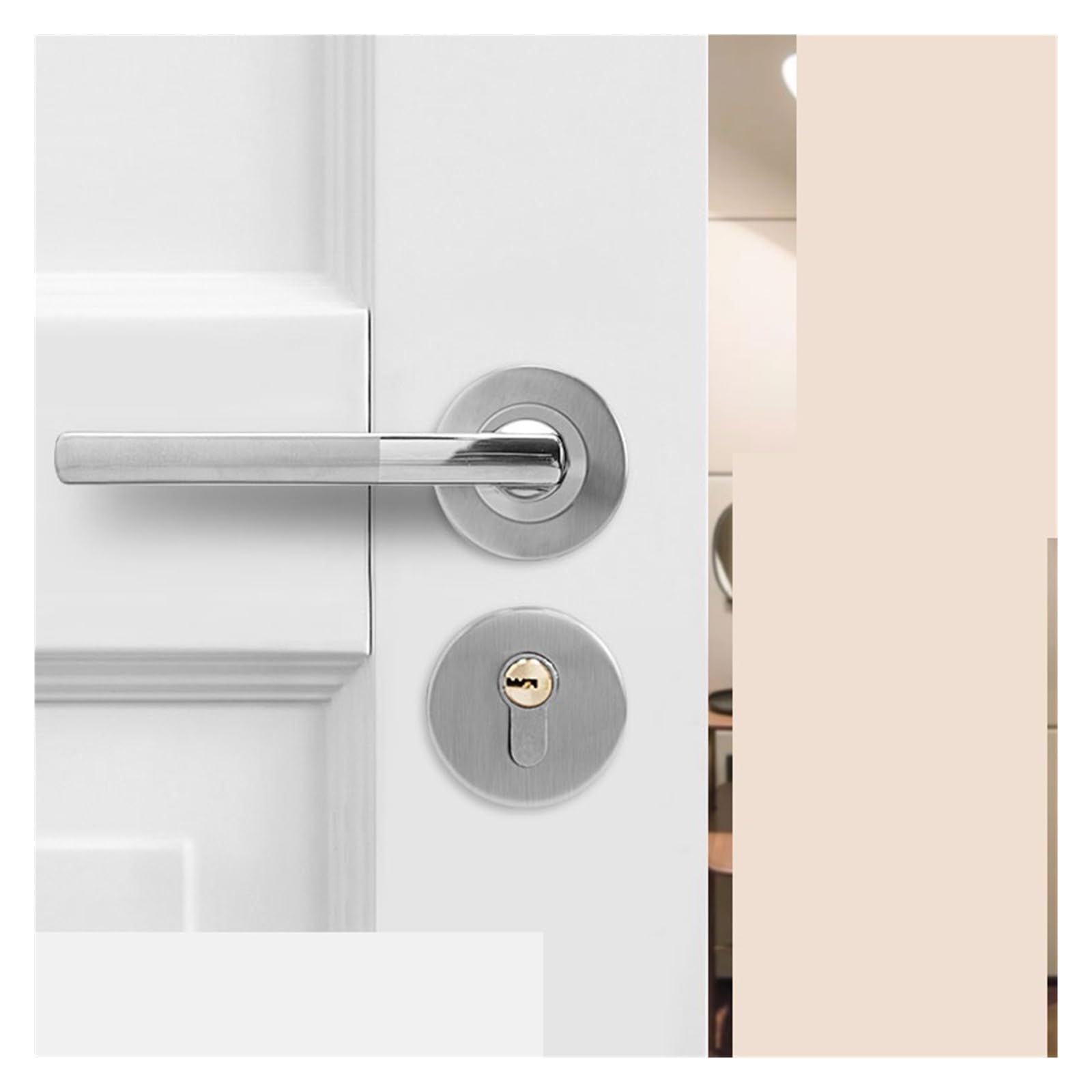 Cerradura de puerta acero inoxidable para dormitorios y oficinas de interior con llave B2