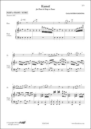PARTITION CLASSIQUE - Kumoï - C. ROYER-CARDONA - Flûte & Harpe ou Piano