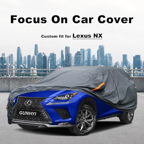 Image of GUNHYI Premium Car Cover Custom Fit Lexus NX, 16 Layers Heavy Duty Car Cover Waterproof All Weather with Zipper Door for Sun Rain Snow Dust Uv Protection