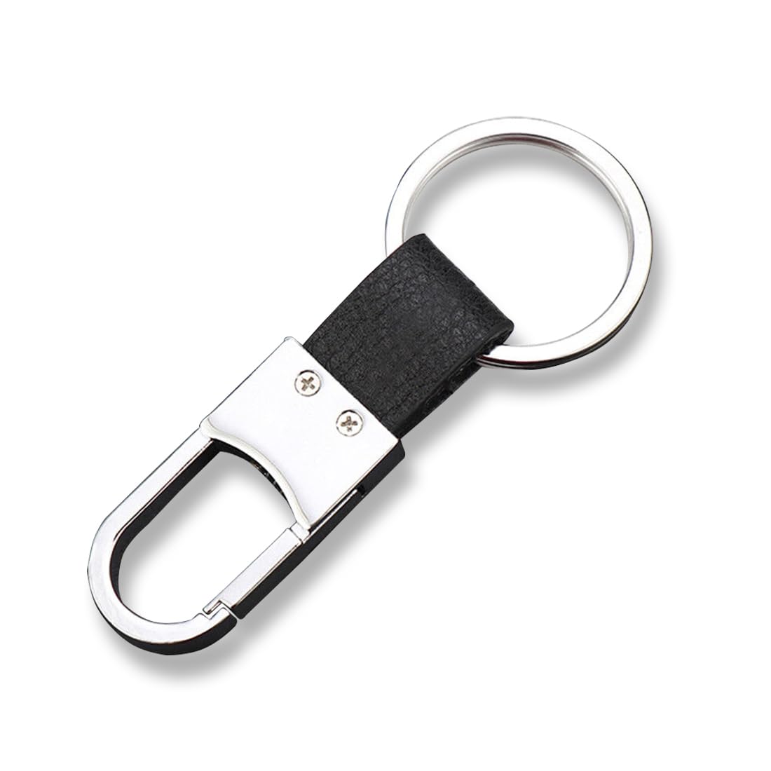 TORPPEZA Leather Small Black Keychain Heavy Metal Leather Key Ring