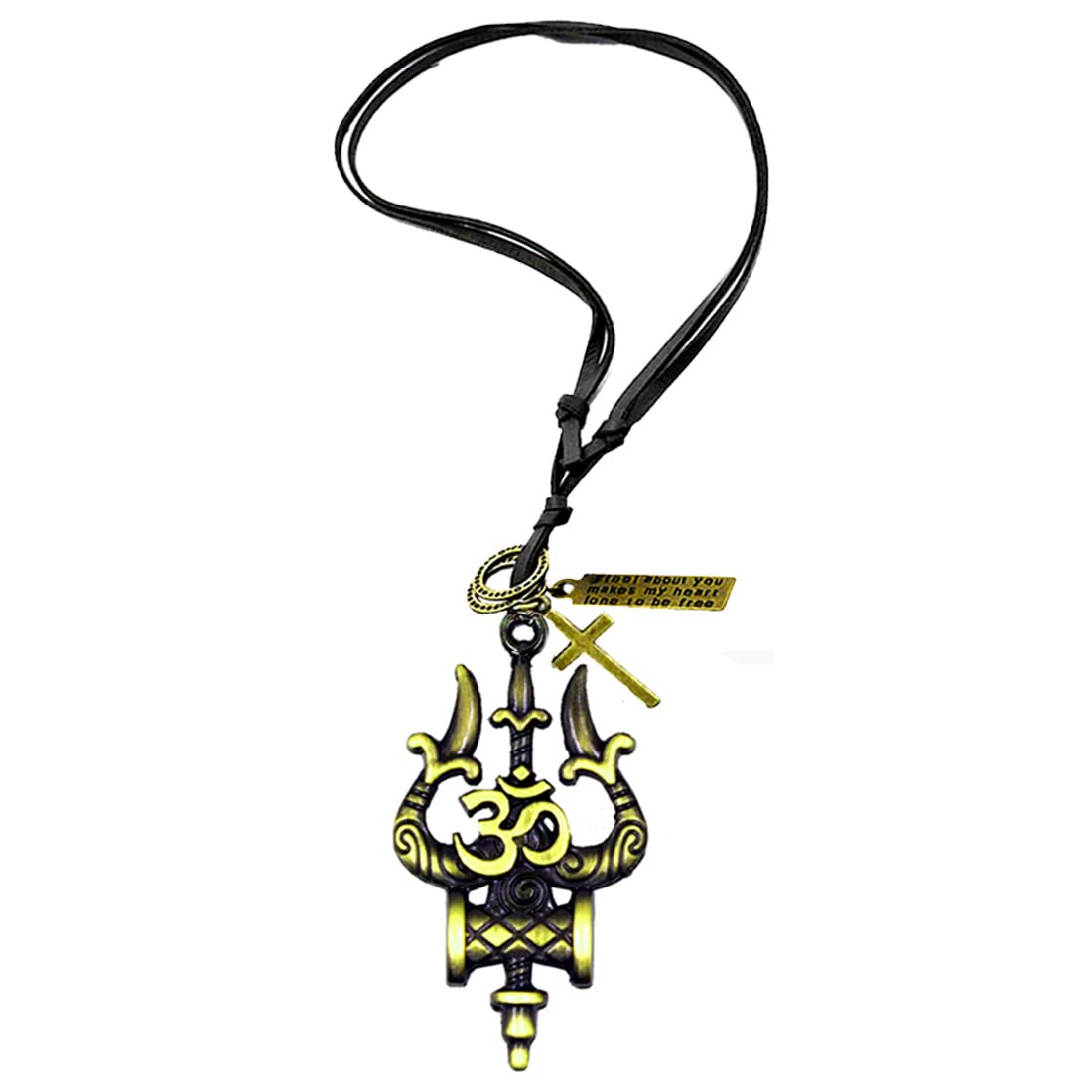 Lord Shiva Om Trishul Damaru Leather Cord Chain Pendnet for Men,Women-image-19