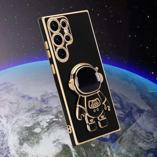 Image of for Samsung Galaxy S24 Ultra 5G Case Cute 3D Astronaut Stand Design Camera Protection Shockproof Soft Back Cover for Samsung Galaxy S24 Ultra 5G (Black)