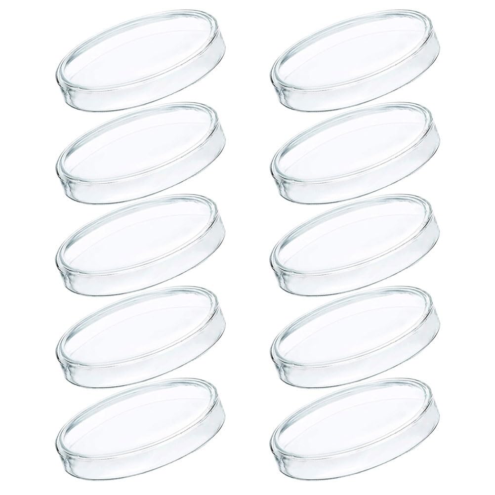 10Pcs Covered Glass Petri Dish Set - Laboratory Petri Dishes for Experiments and Teaching