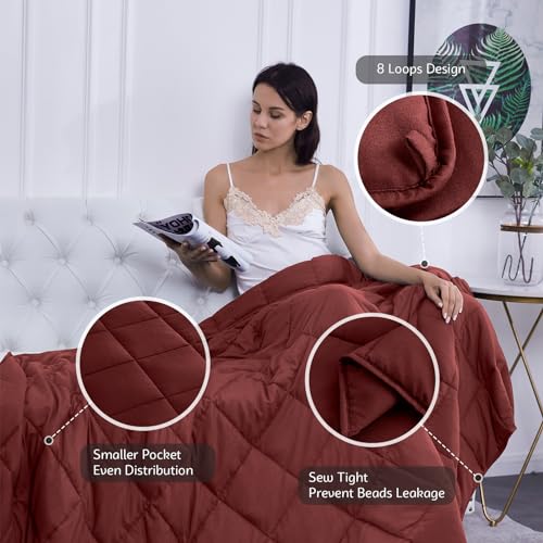 L'AGRATY Weighted Blanket - 60"x80" 15lbs Cooling Breathable Heavy Blanket Microfiber Material with Glass Beads for Adult All-Season Summer Fall Winter Soft Thick Comfort