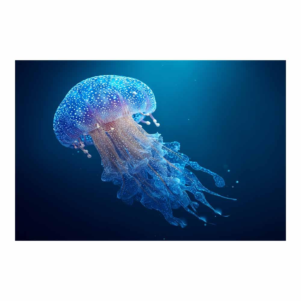 HUYEEI Canvas Wall Art Beachs Spotted Jellyfishs marine animals Seascape Vintage Artwork for Seaside Livings Room Bedroom Bathroom Decor(blue)-60x90cm Unframed