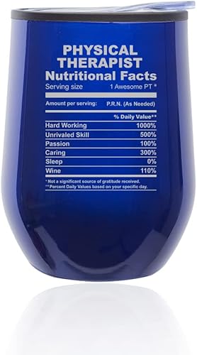 Miniatura 5 de Vaso de vino sin tallo, taza de viaje de café con tapa, datos nutricionales de fisioterapeuta, regalo divertido (oro rosa)