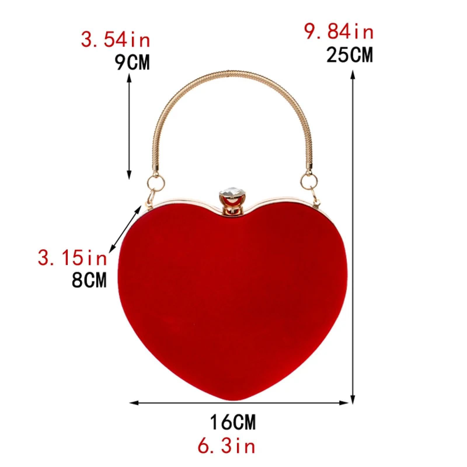 Bolso De Noche Bolso De Noche De Terciopelo Acrílico En Forma De Corazón Mini Bolso De Mano con Cadena Bolso De Noche para Boda