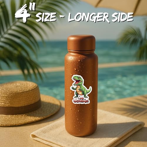 I Am Unstoppable T-Rex Sticker 4 Inch Dinosaur Trex Motivation Funny - Waterproof Vinyl Decal for Laptop Water Bottle Car Tumbler - Durable Funny Aesthetic Long-Lasting Stickers for Adults ID44990