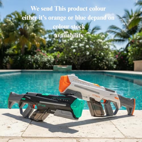 Image of VikriDA 2 in 1 (Manual /Automatic) Electric Water Blaster Gun for Holi, Auto Suction Water| Free Extra Battery| Water Guns for Adults, Automatic Water Gun with Lights & 32Ft Range - Multicolor
