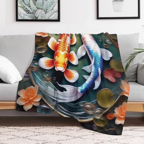 Couverture poisson flannel contre le froid, plaid lavable lit et canapé - 3