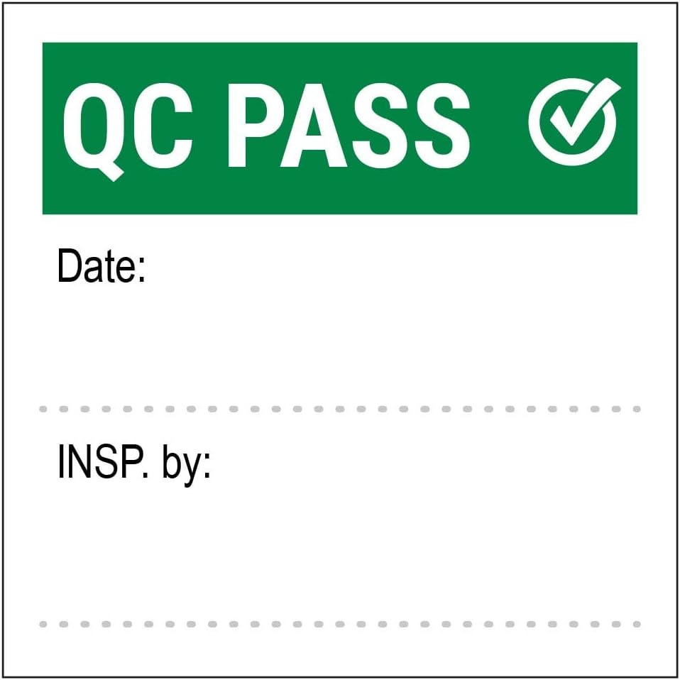 V Safety 84001S2QP-RL QC Pass Write On Green Sticker - 51x51mm (Roll of 250)