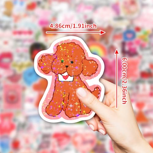 Image of 100Pcs Holographic Valentines Stickers, Heart Valentine's Stickers Bulk for Valentines Day Gifts for Classroom School Exchange,Thickened Backing Vinyl Decals, Party Favors