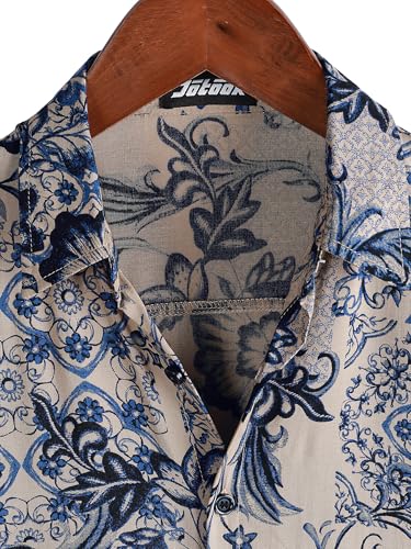 Image of JOTOOK Mens Hawaiian Shirt Short Sleeve Button Down Tropical Shirts Casual Floral Summer Beach Shirt