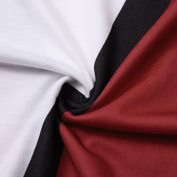 Color Block Crewneck Patchwork Tunic Tops for Women