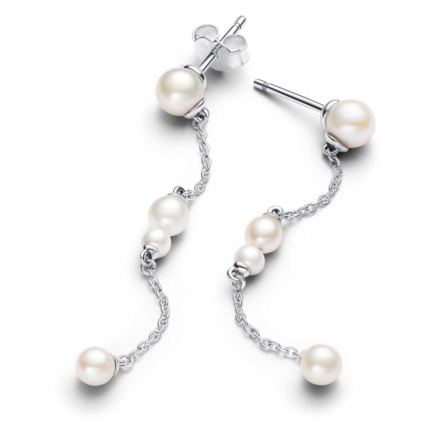 PANDORA Timeless Orecchini pendenti in argento Sterling con perla coltivata d'acqua dolce trattata bianca, Orecchini Pendenti