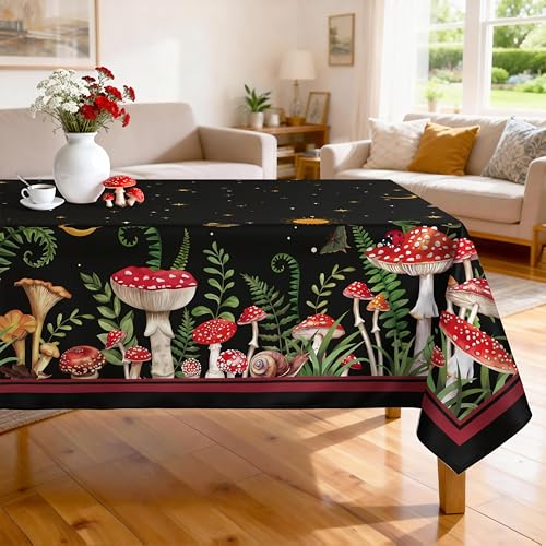 Nappe de cuisine champignon bohème lavable 140x180 anti-tache
