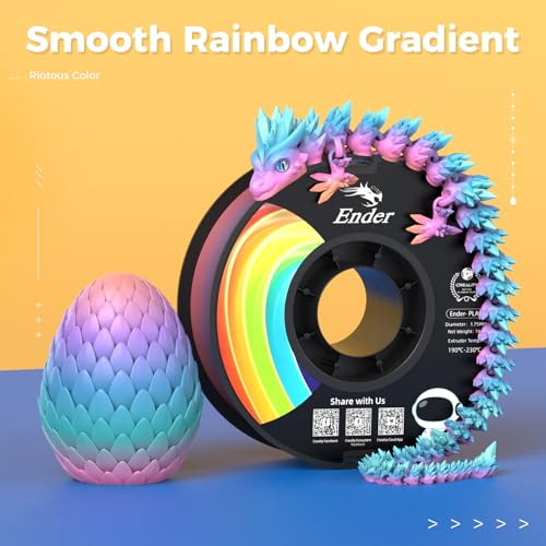 Image of Official CREALITY 3D Printer Filament 1.75mm, Rainbow PLA+ Plus Pro Filament Toughness Upgraded, Ender PLA + Rainbow, 1kg Spool (2.2lbs), Dimensional Accuracy ±0.02mm, Fit Most 3D Printers