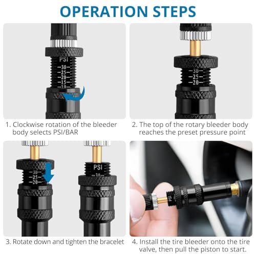 Image of AUTOUTLET Adjustable Auto-Stop Tire Deflator Kit (4-Piece) - Precision 10-30 PSI for Off-Road 4x4, SUVs, Trucks & RVs