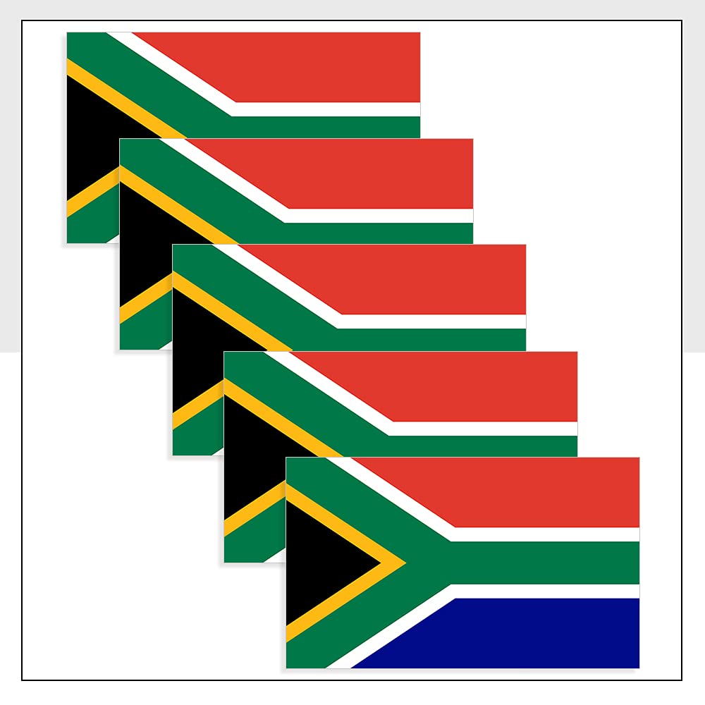 Pack of 5 South Africa Flag Sticker (60 x 36 mm) Waterproof Decal Sticker South African Flag Sticker for Windows, Fridge, Bikes Packwith®