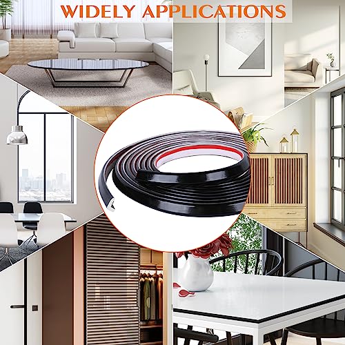Image of Peel and Stick Tile Edge Trim 25Ft L-Shape Tile Outside Corner Molding Vinyl Tile Exterior Trim Edging Moulding for Bathroom Tile Backsplash & Shower Wall Edges Furniture Decoration - Black