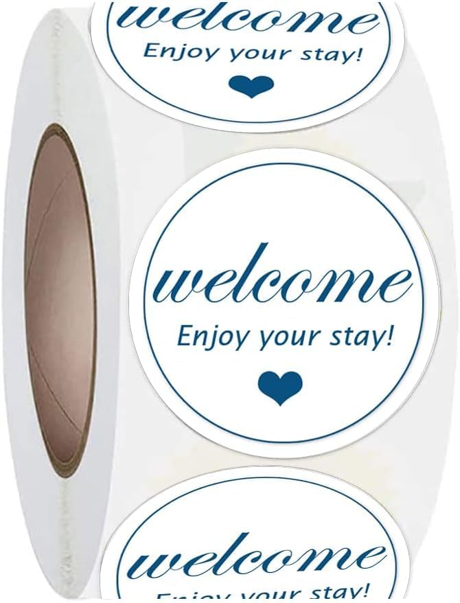Hotel & Motel Welcome Stickers,2 Inch Welcome Enjoy Your Stay Key Cards Label Stickers,500 Pcs