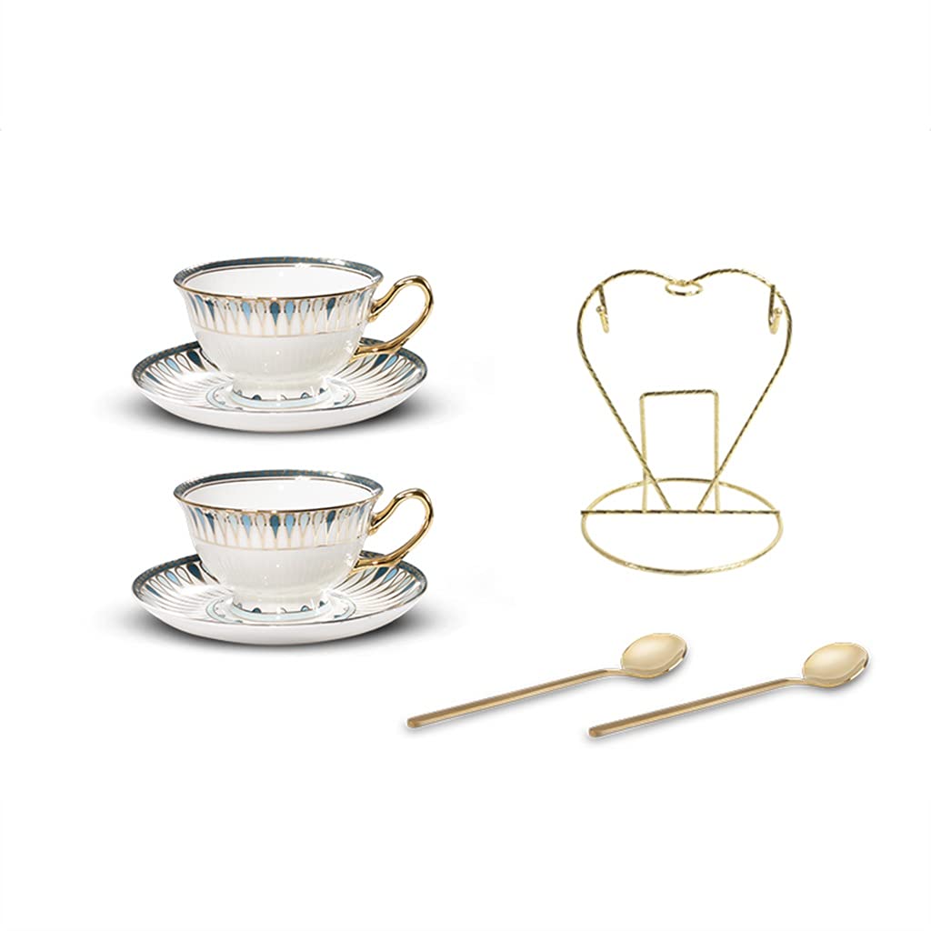 Juego de Tazas de té británico, Juego de cerámica para el té de la Tarde, Juego de Tazas de café de Porcelana para té de la Tarde y café con Leche (+6 Piezas Azules)