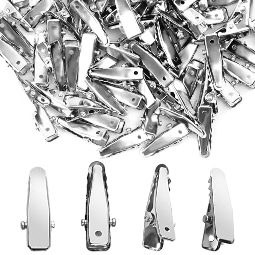 80PCS Sliver Metal Small Alligator Hair Clips - Alligator Clips for Crafts - Crocodile Clips for Hair Accessories Hairbow Crafts Accessory DIY Supplies